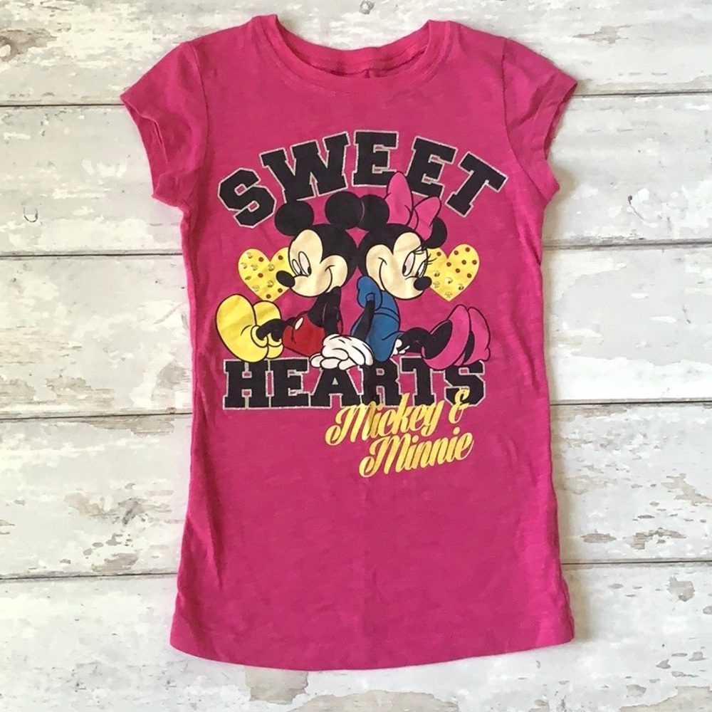 Disney Girls 6/6x Mickey Minnie Mouse Shirt Girls 6 / 6x Pink Black